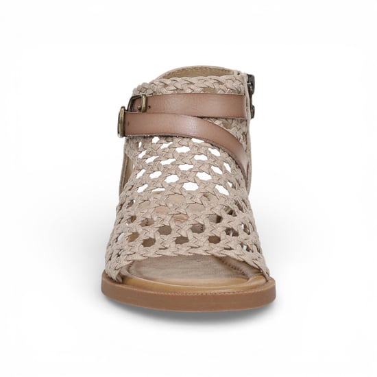 Blowfish Malibu Dames Golden Beige Weave Micro Wedge Sandals - Anuella - Image 5