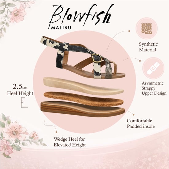 Blowfish Malibu Dames Zwarte Witte Micro Wedge bandjes Sandals - April - Image 2