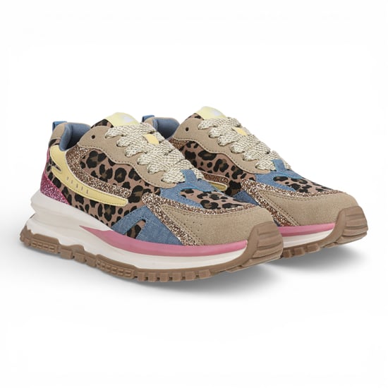 Blowfish Malibu Dames Rozeblauw Gele Retro Sneaker Trainers - Leo - Image 3