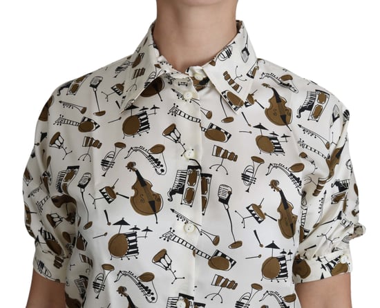 Print Silk Polo Top - Image 2