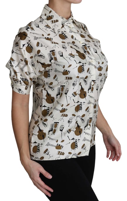 Print Silk Polo Top - Image 3