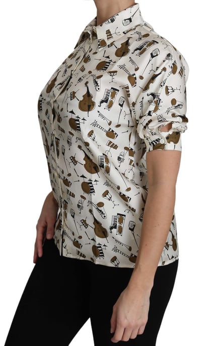 Print Silk Polo Top - Image 4