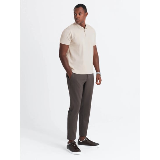 Ombre Poloshirt heren korte mouw met rits creme 0132c - Image 3