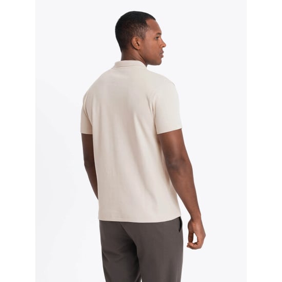 Ombre Poloshirt heren korte mouw met rits creme 0132c - Image 4