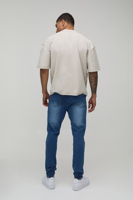 Skinny Stretch Distressed Ripped Washed Jeans - Image 2