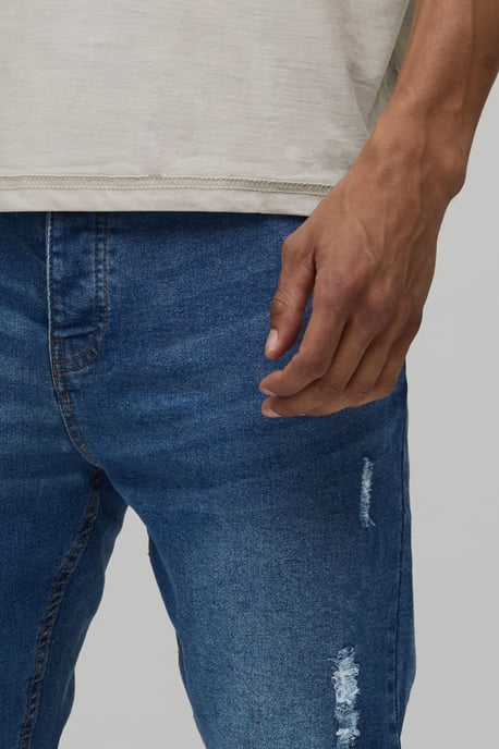 Skinny Stretch Distressed Ripped Washed Jeans - Image 3