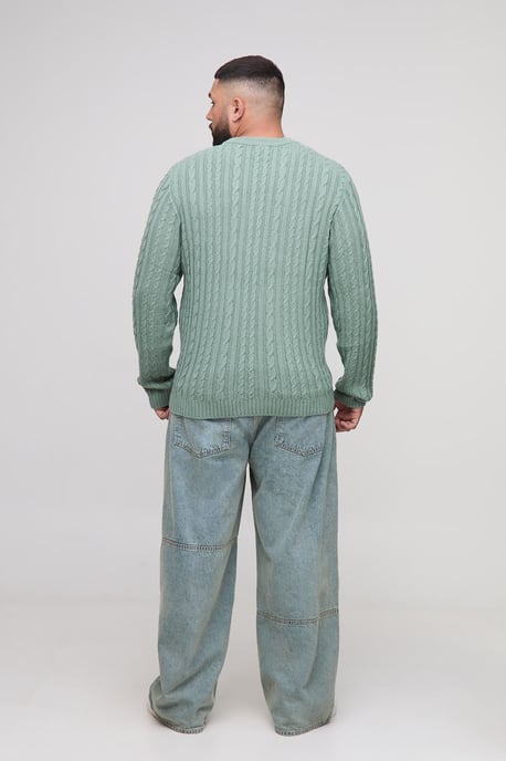 Plus Basic Regular Fit Cable Knit Jumper - Image 2