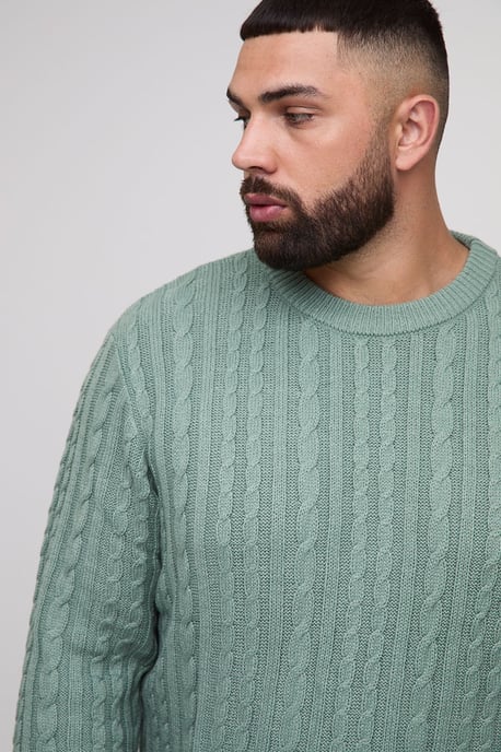Plus Basic Regular Fit Cable Knit Jumper - Image 3