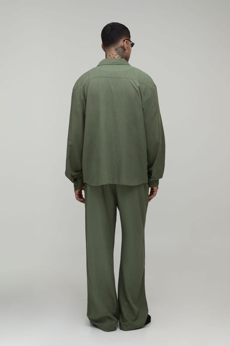 Tall Oversized Long Sleeve Linen Blend Shirt - Image 2