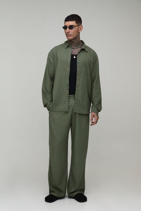 Tall Oversized Long Sleeve Linen Blend Shirt - Image 4
