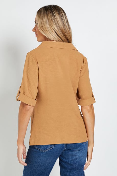 Relaxed Collar Shirt With Tab Sleeve - Image 3