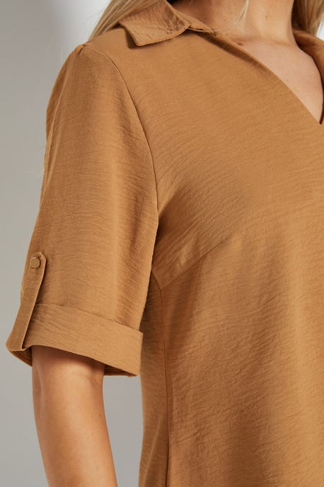 Relaxed Collar Shirt With Tab Sleeve - Image 5