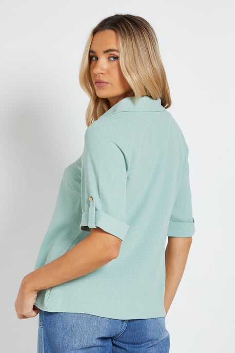 Relaxed Collar Shirt With Tab Sleeve - Image 3