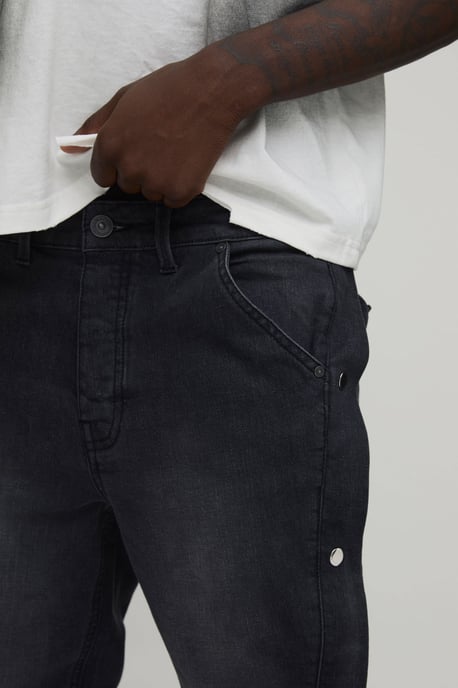 Popper Side Stretch Slim Flared Jeans - Image 2