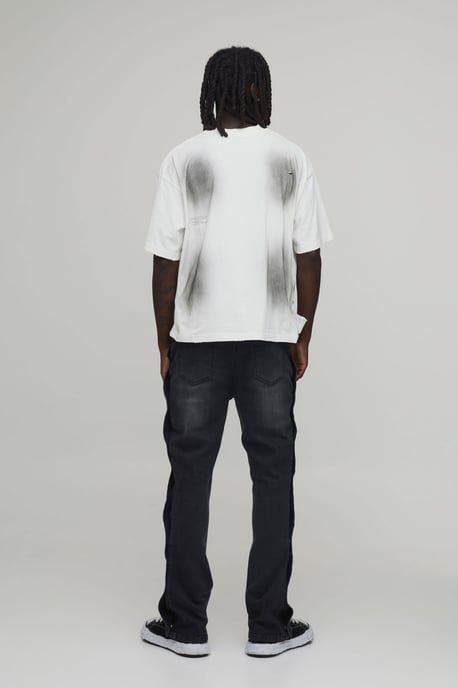 Popper Side Stretch Slim Flared Jeans - Image 3