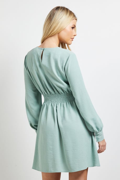 Bow Waist Long Sleeve Mini Dress - Image 3