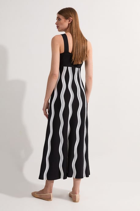 Petite Contrast Wave Knit A-Line Knitted Strappy Dress - Image 5