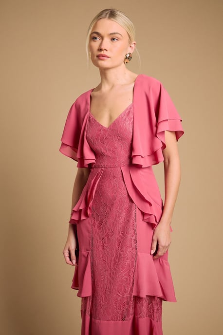 Lace Panel Ruffle Maxi Dress - Image 2