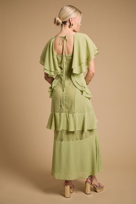 Lace Panel Ruffle Maxi Dress - Image 3
