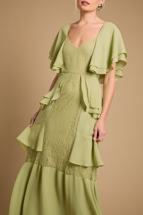 Lace Panel Ruffle Maxi Dress - Image 4