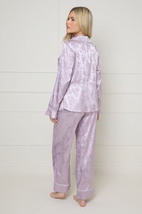 Jacquard Satin Relaxed Wide Fit Pyjama Set - Image 3