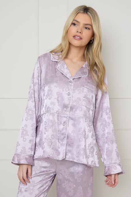 Jacquard Satin Relaxed Wide Fit Pyjama Set - Image 4