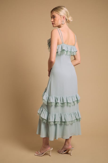 Cape Detail Ruffle Slip Midaxi Dress - Image 3