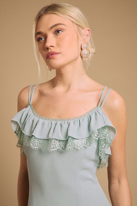 Cape Detail Ruffle Slip Midaxi Dress - Image 4