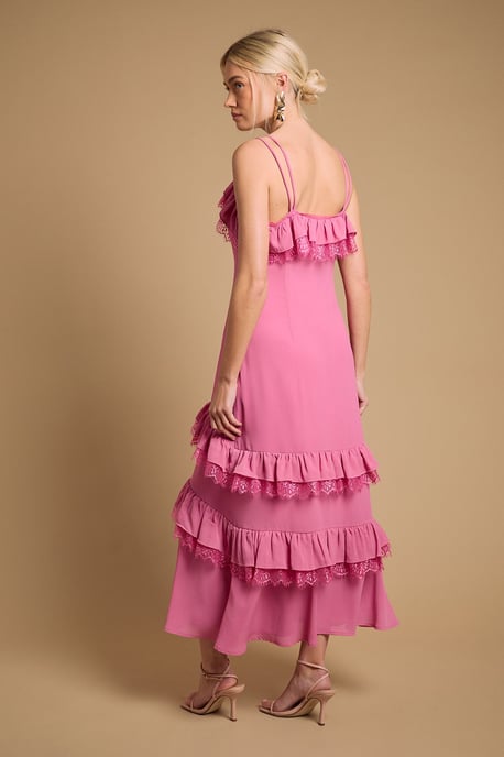 Cape Detail Ruffle Slip Midaxi Dress - Image 3