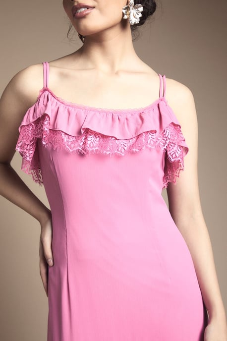 Cape Detail Ruffle Slip Midaxi Dress - Image 5