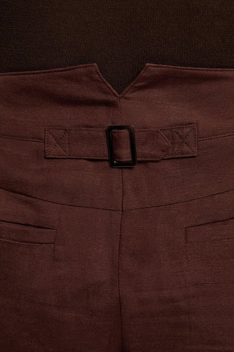 Viscose Linen Woven Pocket Detail Short - Image 4