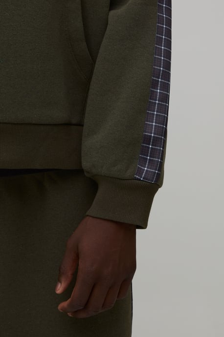 Oversized Boxy Check Panel Zip Through Hooded Tracksuit - Image 4