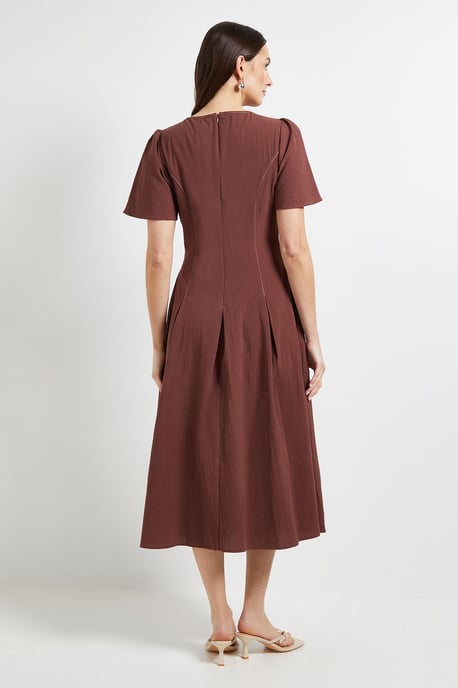 Principles Contrast Stitching Fit & Flare Midi Dress - Image 3