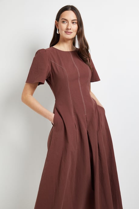 Principles Contrast Stitching Fit & Flare Midi Dress - Image 4