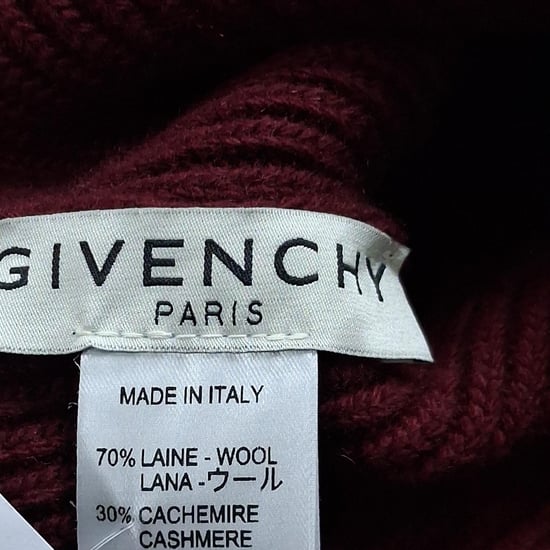 Givenchy Appliqué Stickad Beanie i Vinröd Ull - Image 4