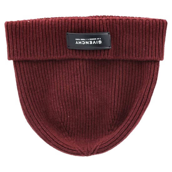 Givenchy Appliqué Stickad Beanie i Vinröd Ull - Image 5