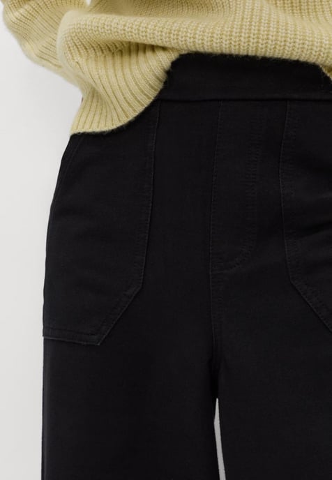 M&S Denim Elasticated Waist Wide Leg Trousers in Black - Image 3