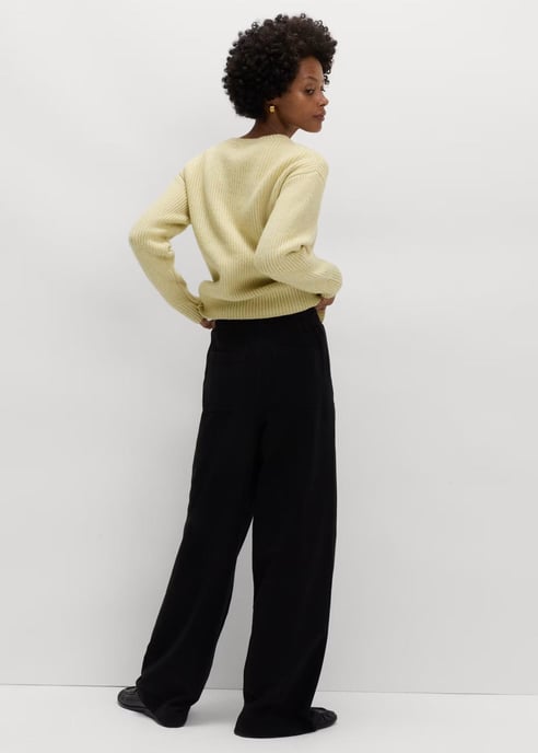 M&S Denim Elasticated Waist Wide Leg Trousers in Black - Image 5