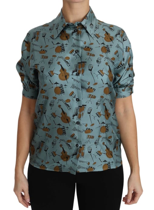 Zijde Muziekinstrumenten Print Shirt - Image 1