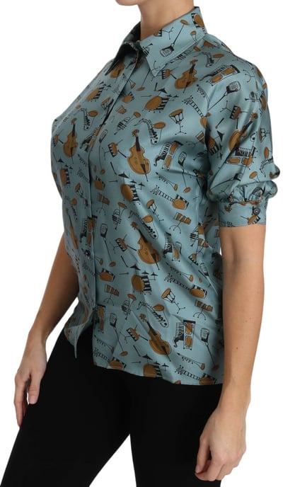 Zijde Muziekinstrumenten Print Shirt - Image 4