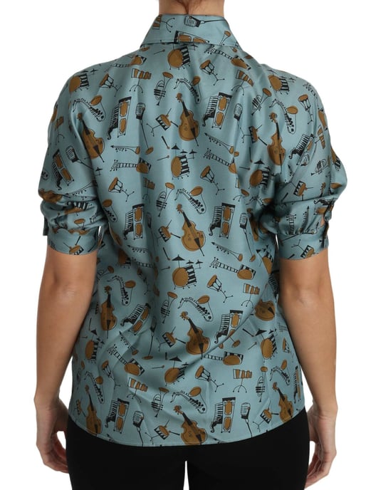 Zijde Muziekinstrumenten Print Shirt - Image 5