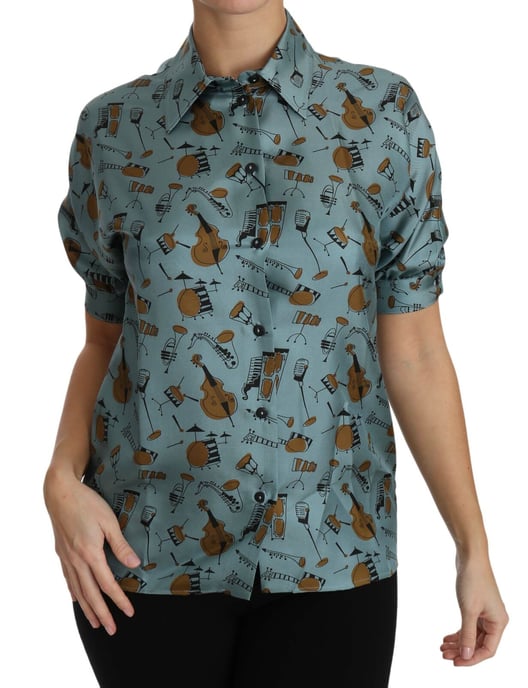 Zijde Muziekinstrumenten Print Shirt - Image 6