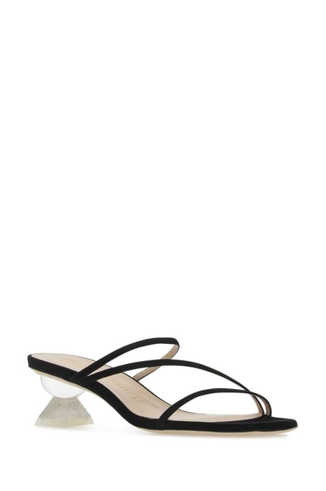 Black Suede Lucite Sculpt Mules - Image 2