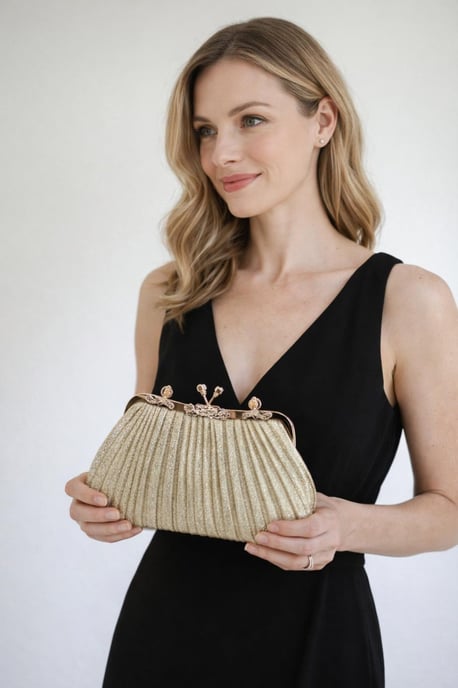 Glitter Metallic Fibre Clutch Bag - Image 1