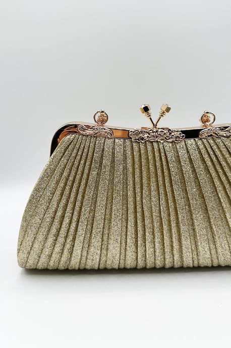 Glitter Metallic Fibre Clutch Bag - Image 3