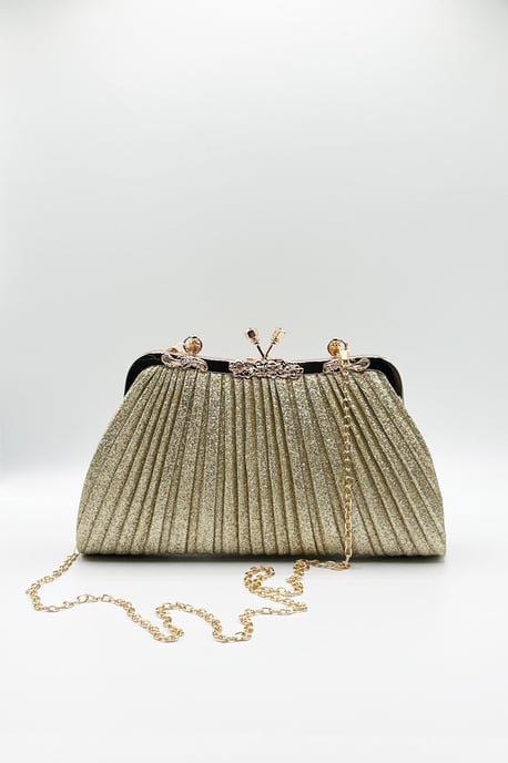 Glitter Metallic Fibre Clutch Bag - Image 4