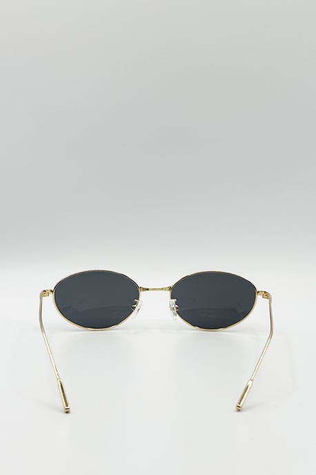 Metal Oval Cat Eye Sunglasses In Brown - Image 5