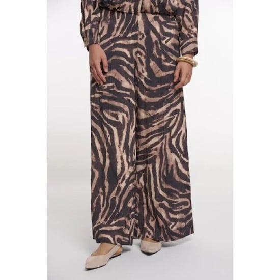 Rino & Pelle Darja regular.7002621 rino&pelle regular length wide leg pants brown zebra - Image 1