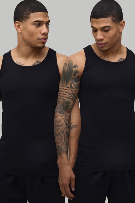 2 Pack Basic Muscle Fit Vest - Image 1