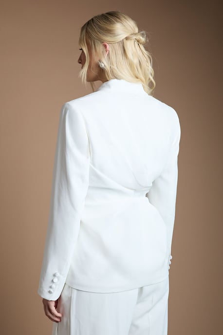 Wrap Front Satin Lapel Wedding Blazer - Image 3